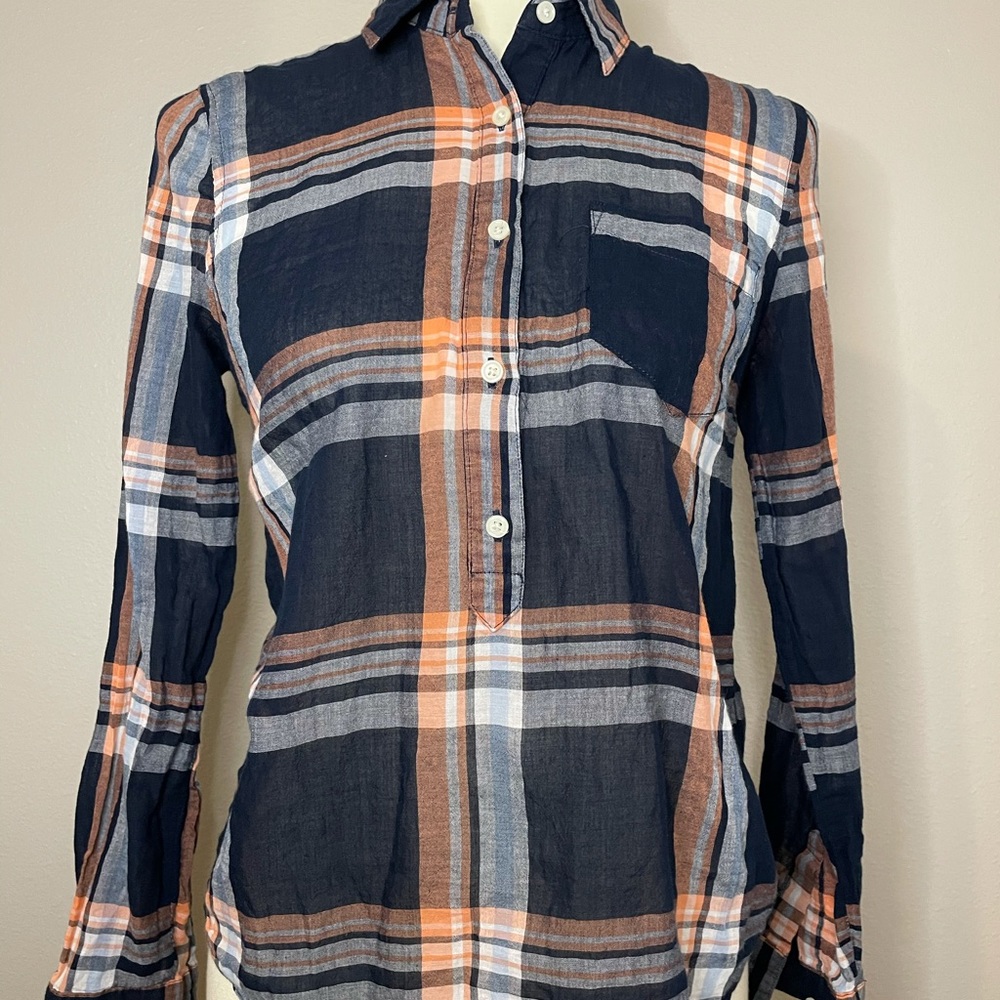 Plaid flannel tunic shirt